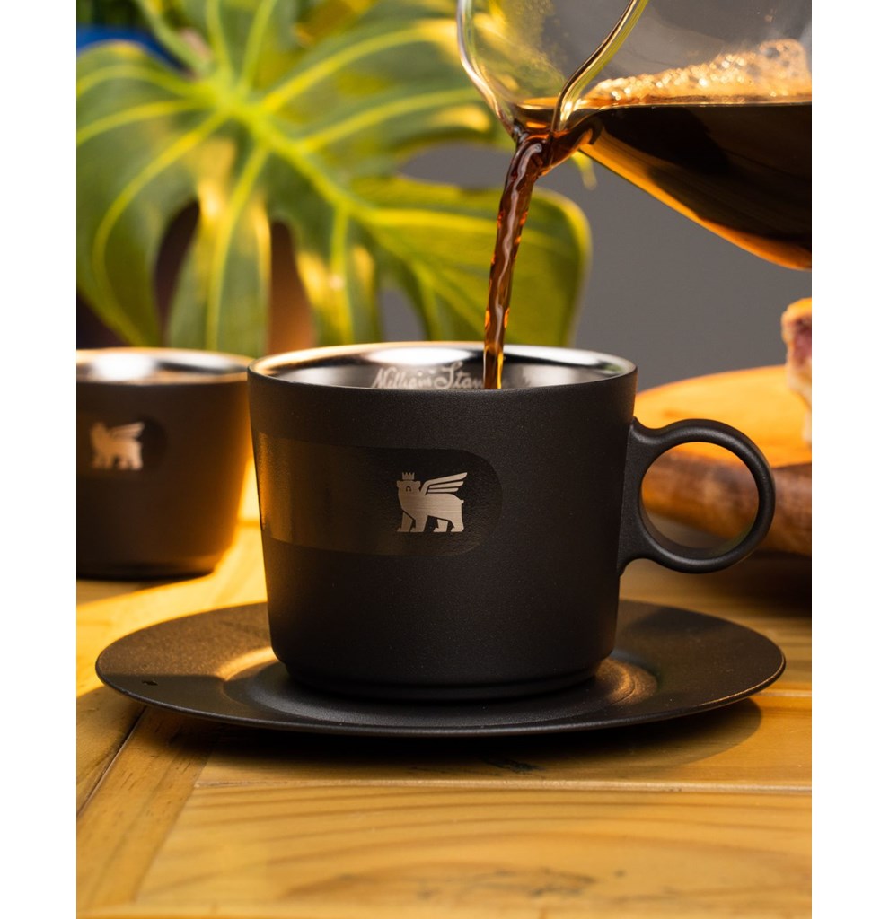 Caneca Daybreak Cappuccino com Pires Stanley Matte Black | 192ML