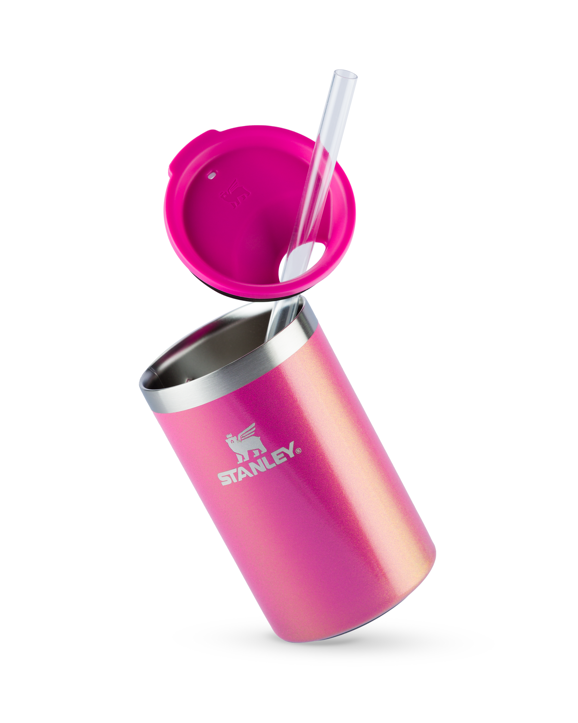 Can Cooler com canudo Stanley Dazzle Pink Shimmer | 296ML