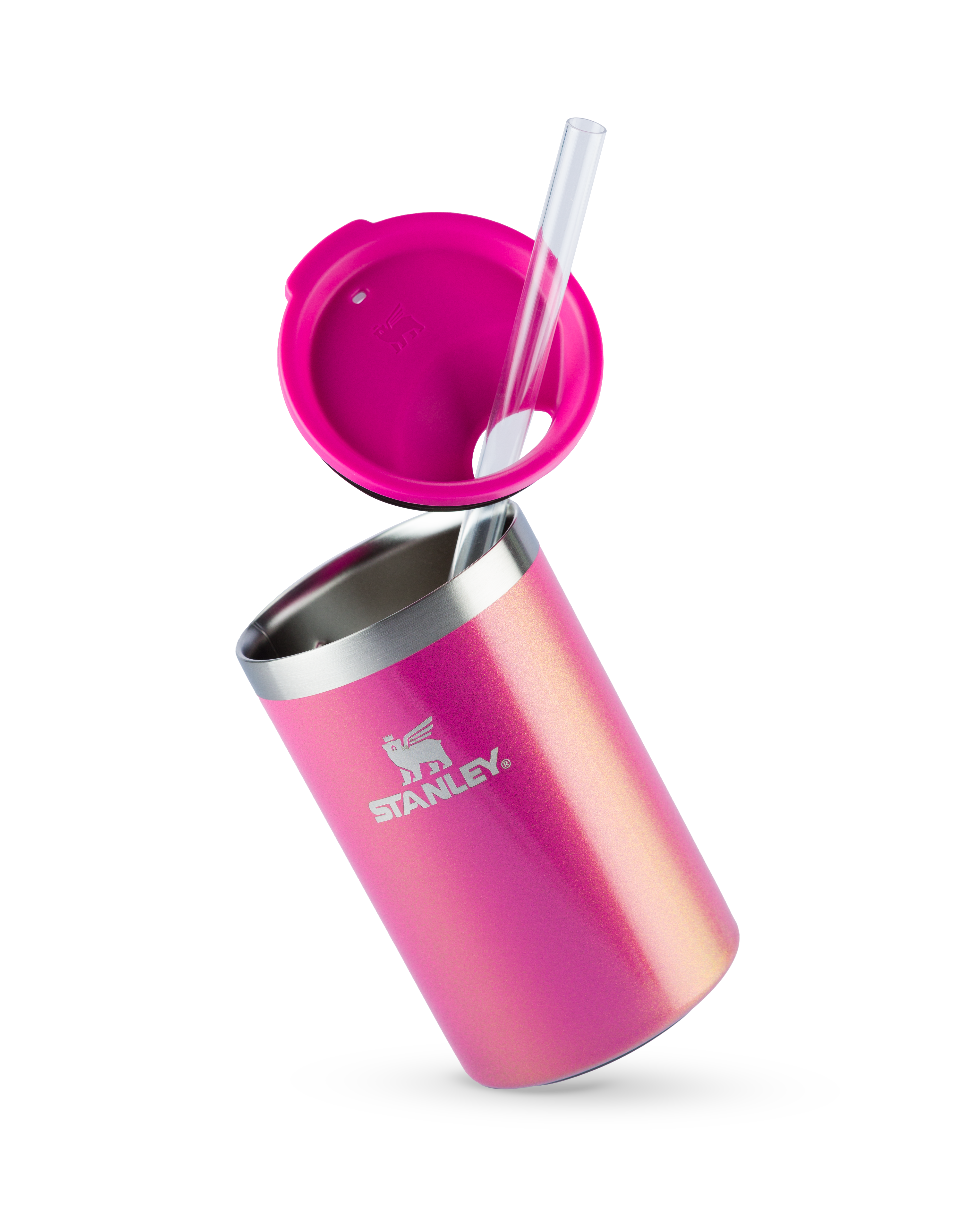 Can Cooler com canudo Stanley Dazzle Pink Shimmer | 296ML