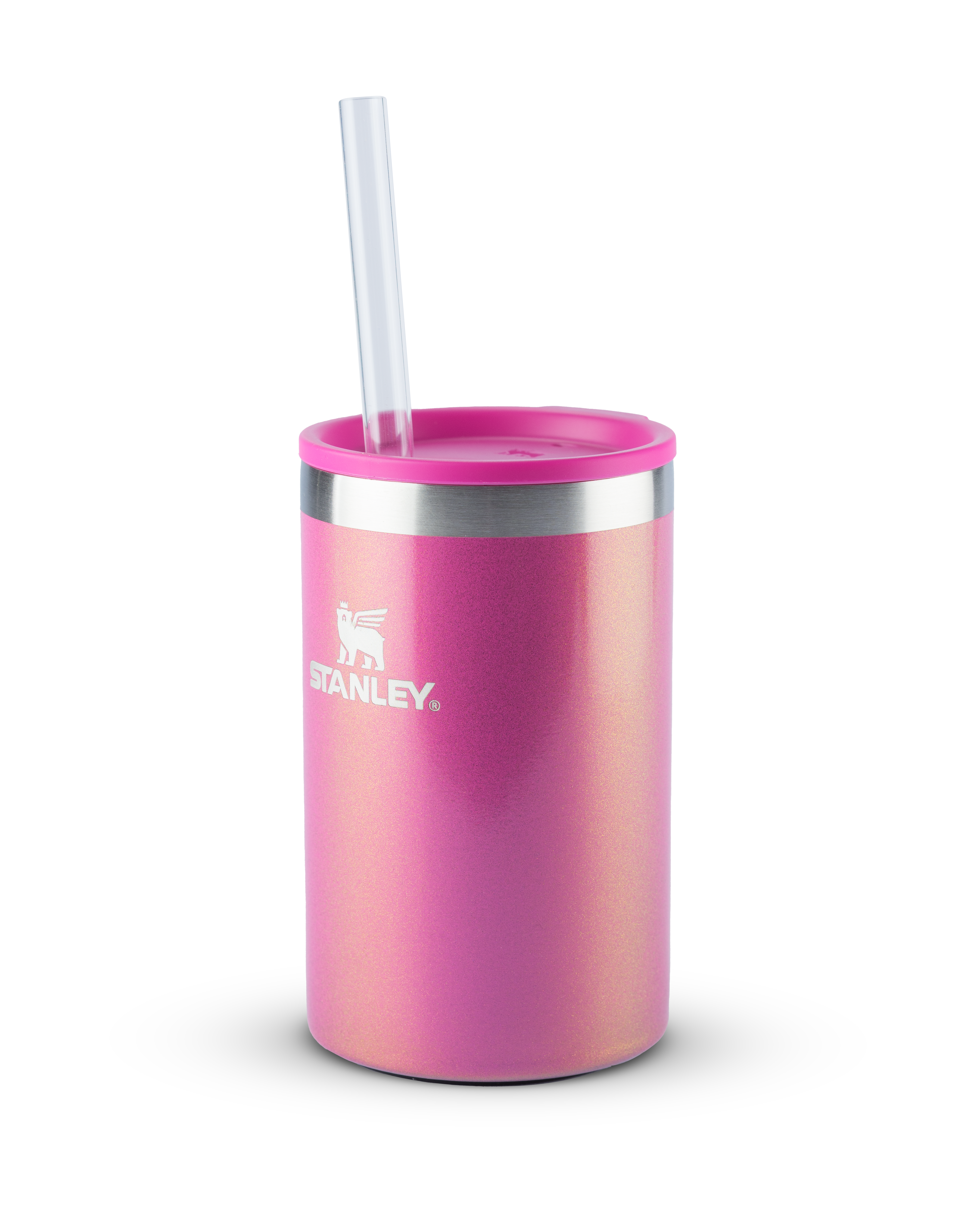 Can Cooler com canudo Stanley Dazzle Pink Shimmer | 296ML