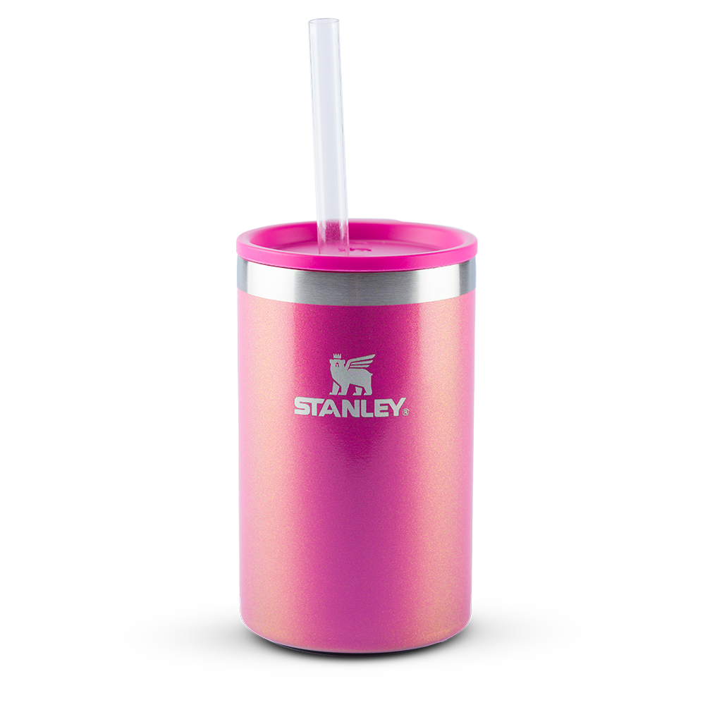 Can Cooler com canudo Stanley Dazzle Pink Shimmer | 296ML