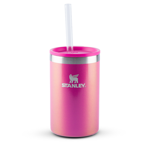 Can Cooler com canudo Stanley Dazzle Pink Shimmer | 296ML